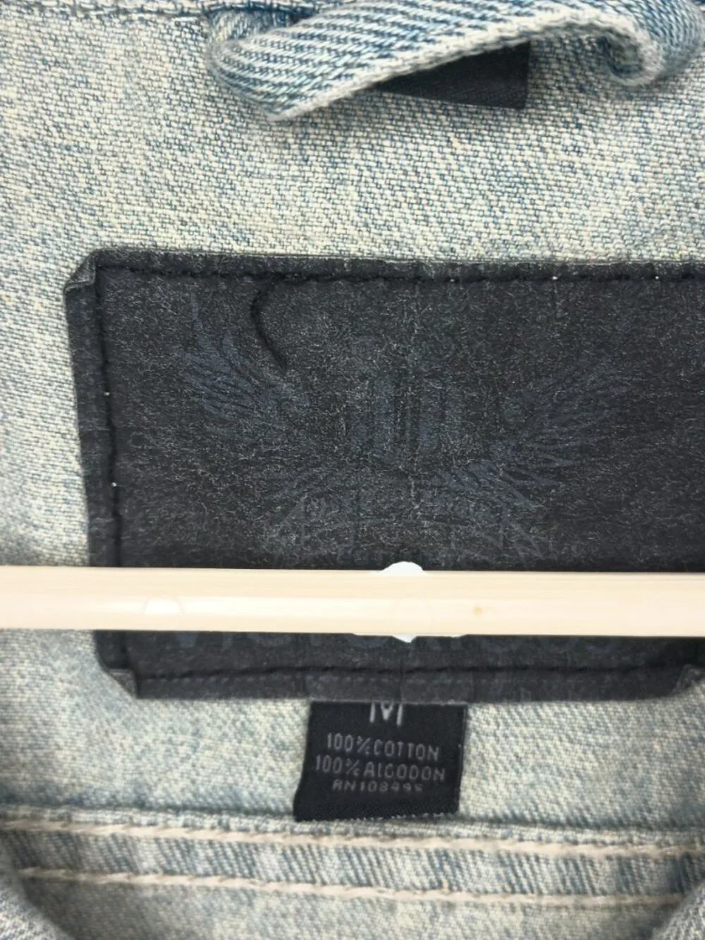 Sleeveless Denim Vest Detachable Hood Stone Wash Blue & Gray Size M Grunge - Picture 7 of 16